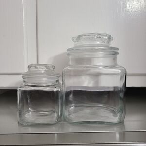 Vintage Anchor Hocking square glass canisters. Set of 2